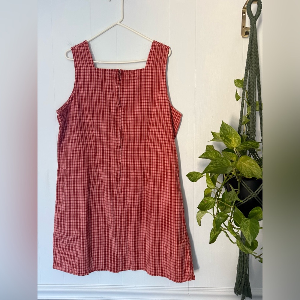 Vintage 90s Y2K Faded Glory Red Gingham Mini Dress - Picture 4 of 5